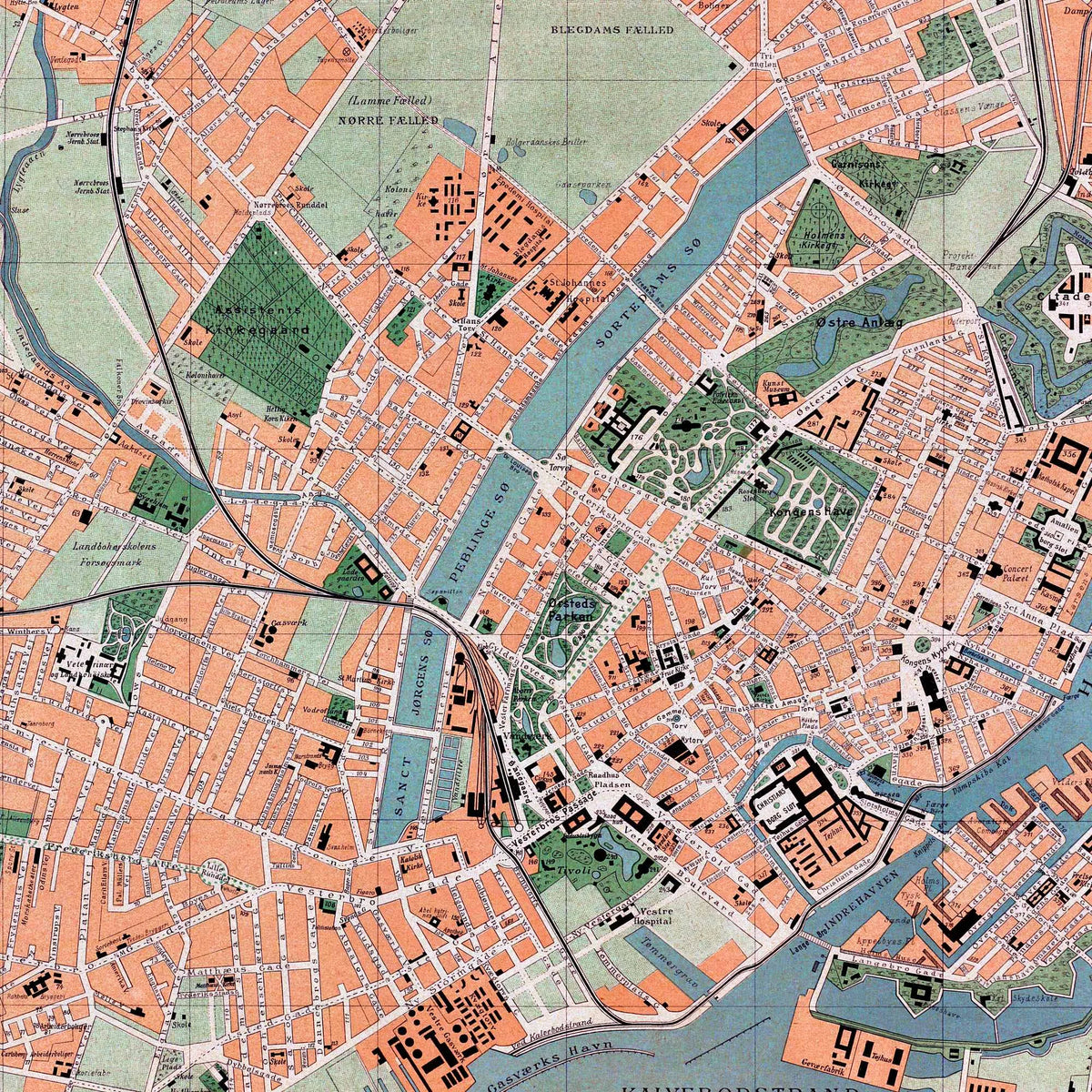 København med Forstæder 1895 - Bykort - 60×50 cm – billede 4