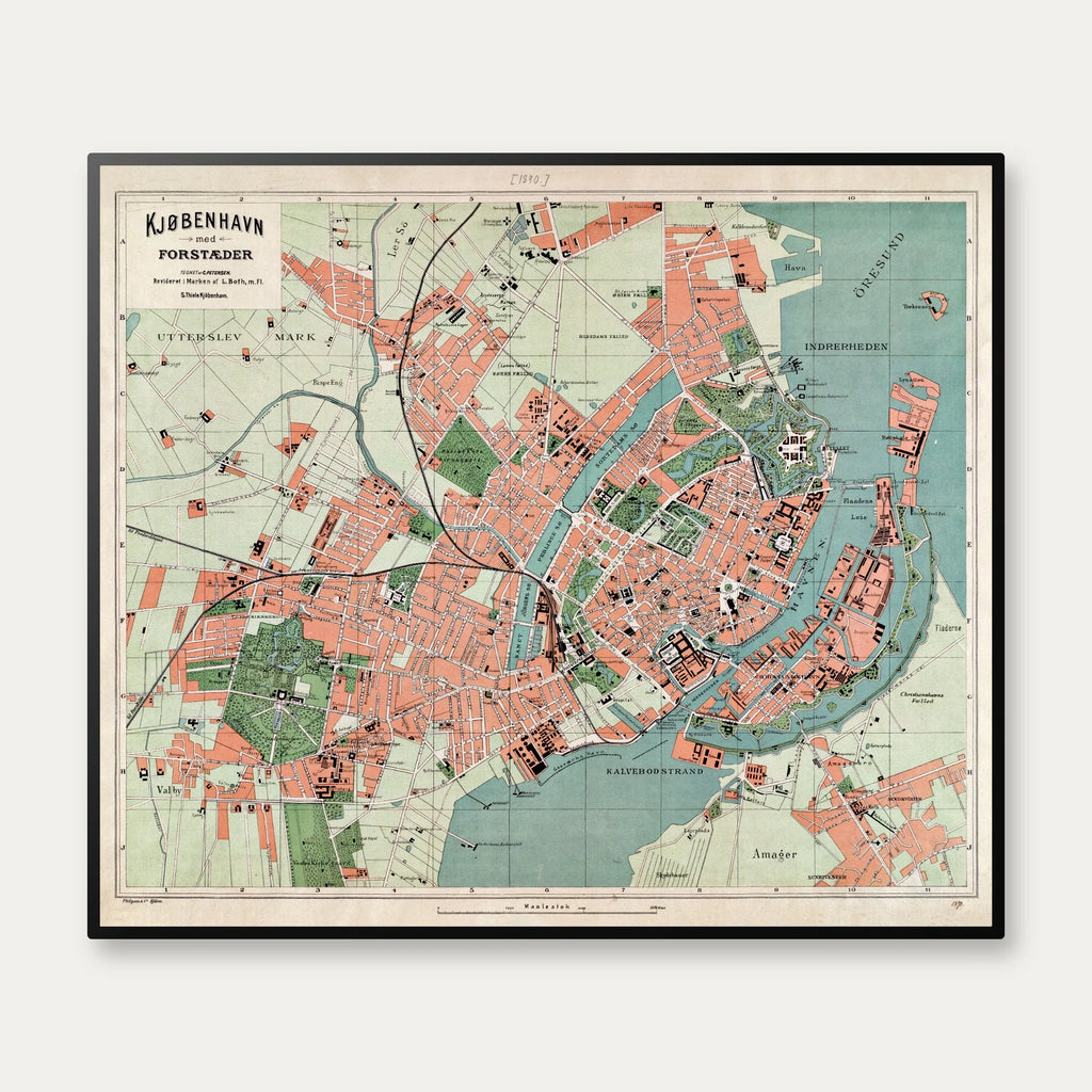 København med Forstæder 1890 - Bykort - 60×70 cm – billede 1