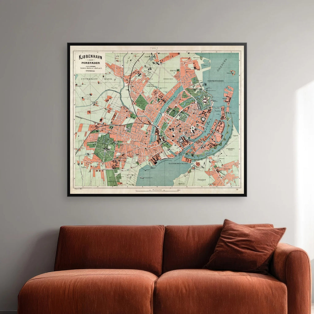 København med Forstæder 1890 - Bykort - 60×70 cm – billede 2