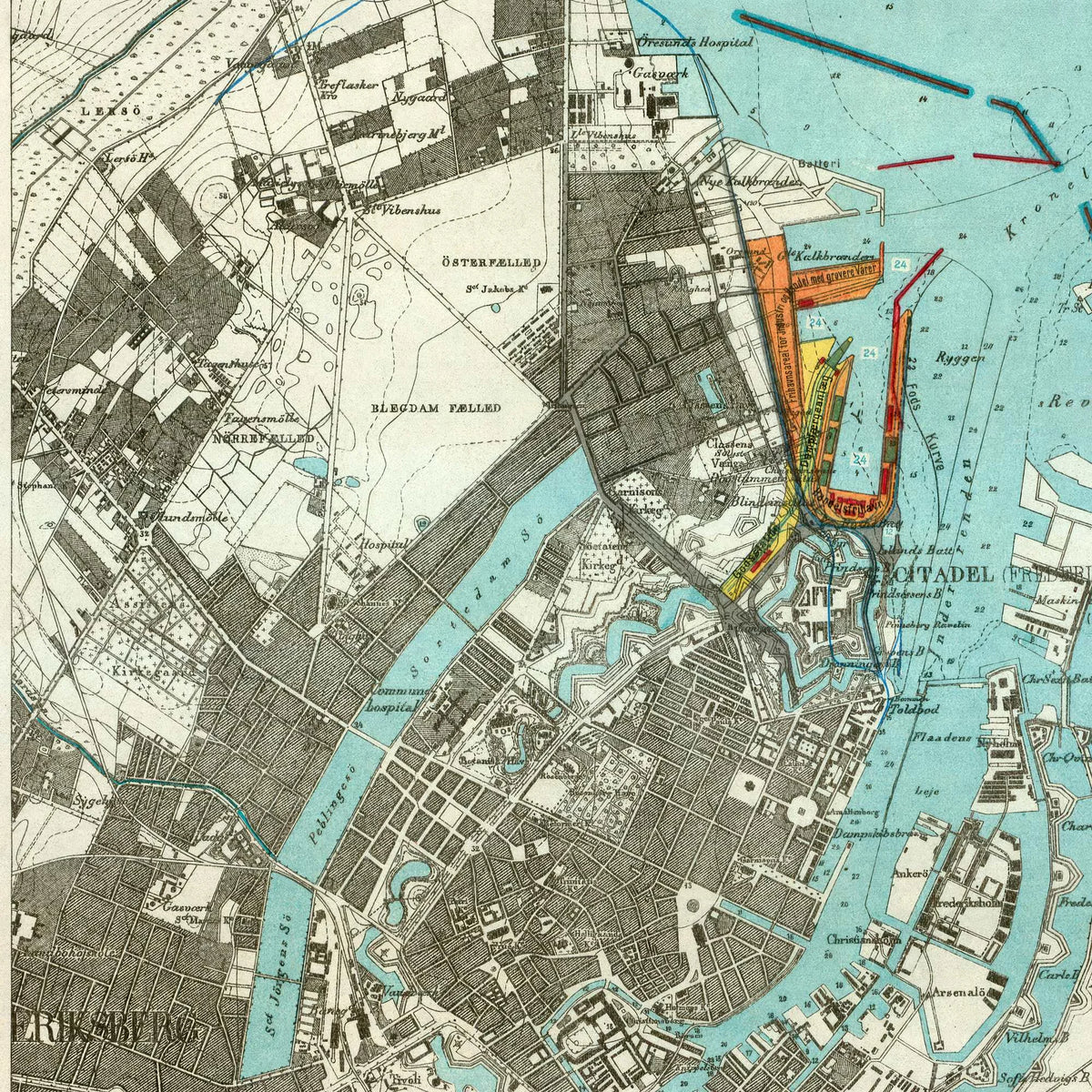 Plan af Københavns Havn med Nærmeste Farvande 1889 - Søkort – billede 4