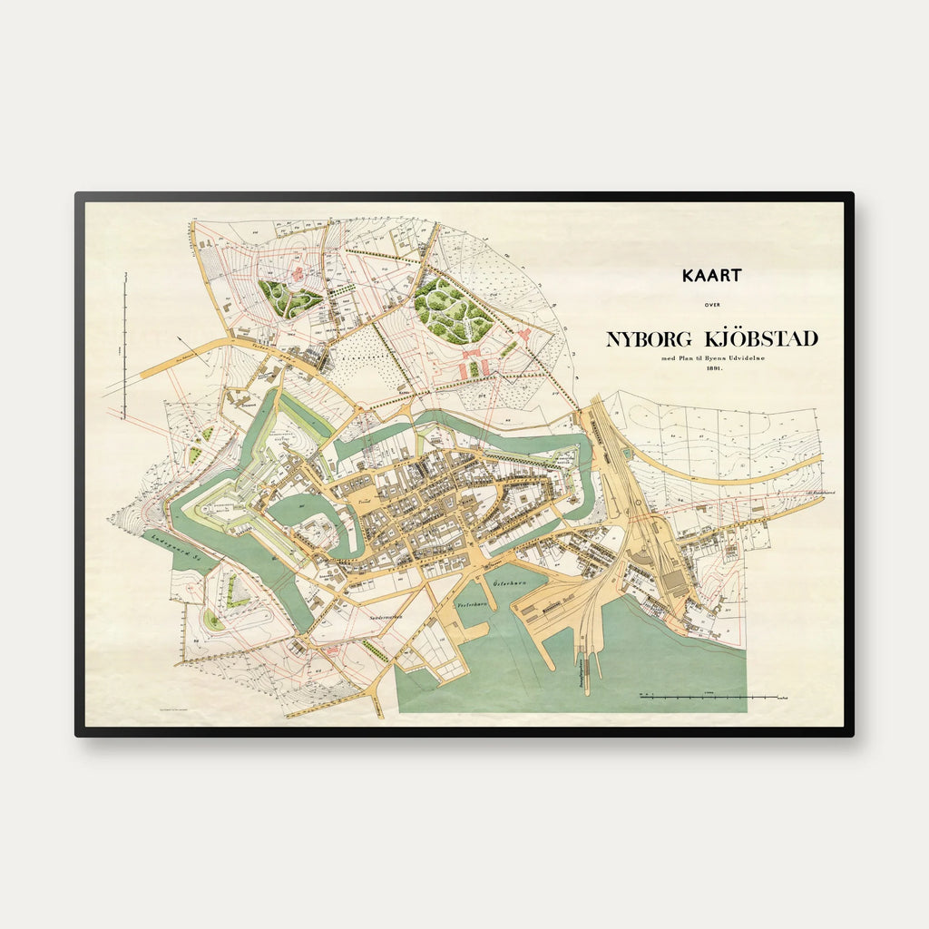 Nyborg Købstad 1891 - Historisk bykort – billede 1