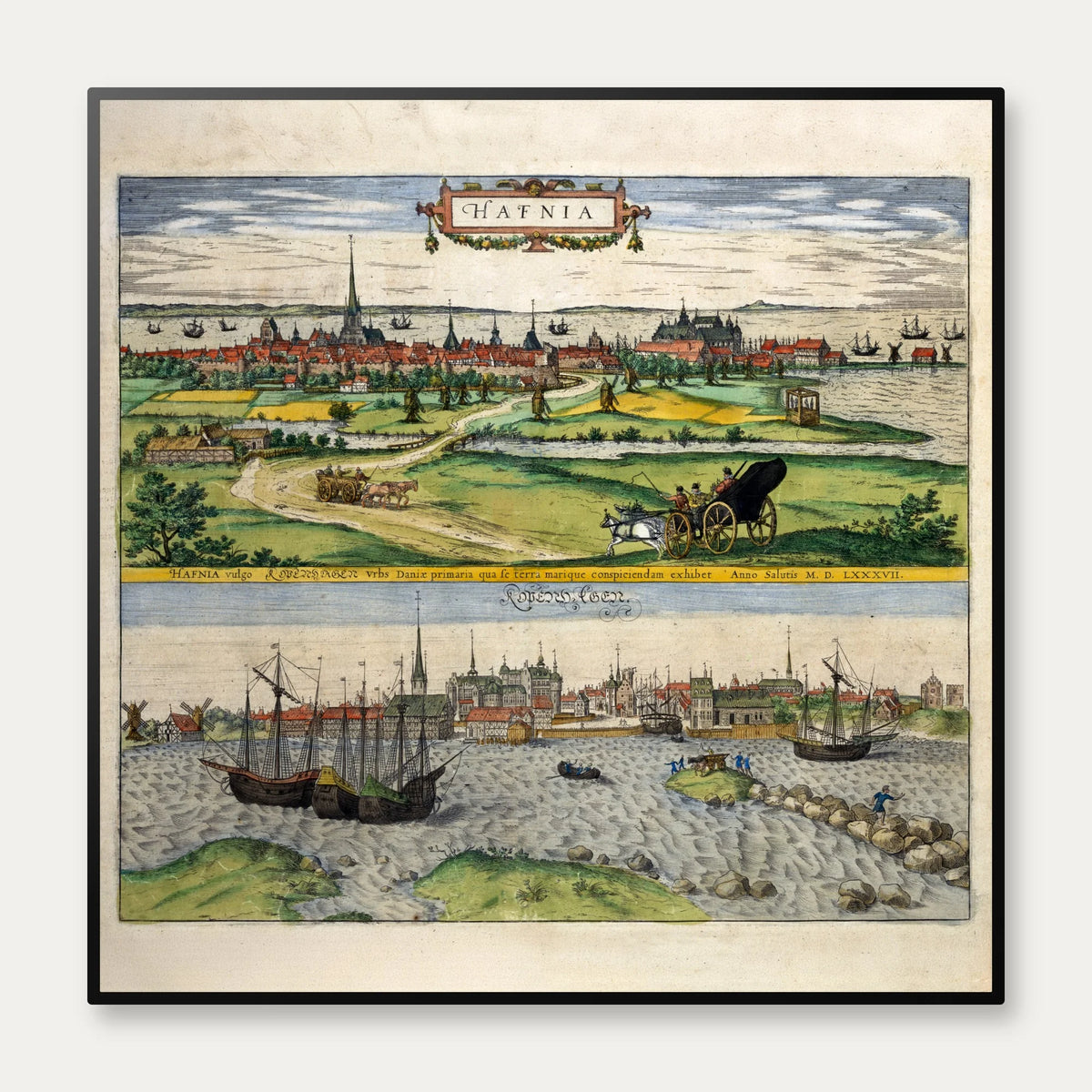 Hafnia - København 1587 - Historisk kort – billede 1