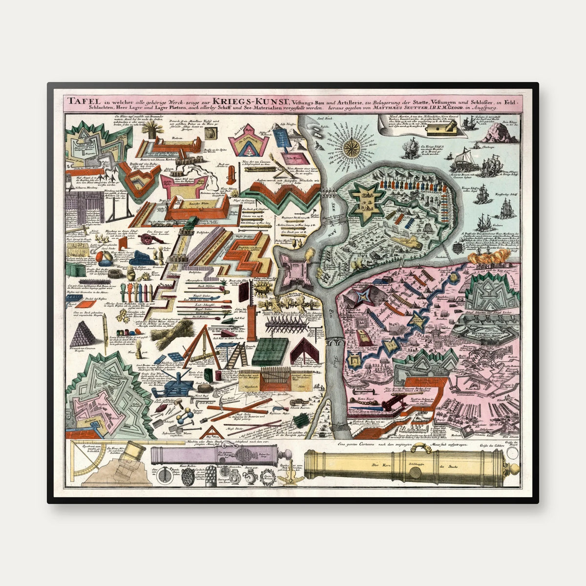 Historiske Værktøjer og Redskaber 1700-1750 - Kobberstik - 60×70 cm – billede 1