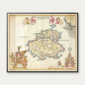 Christiansø Fæstning 1734 - Militærkort - 60×50 cm – billede 1
