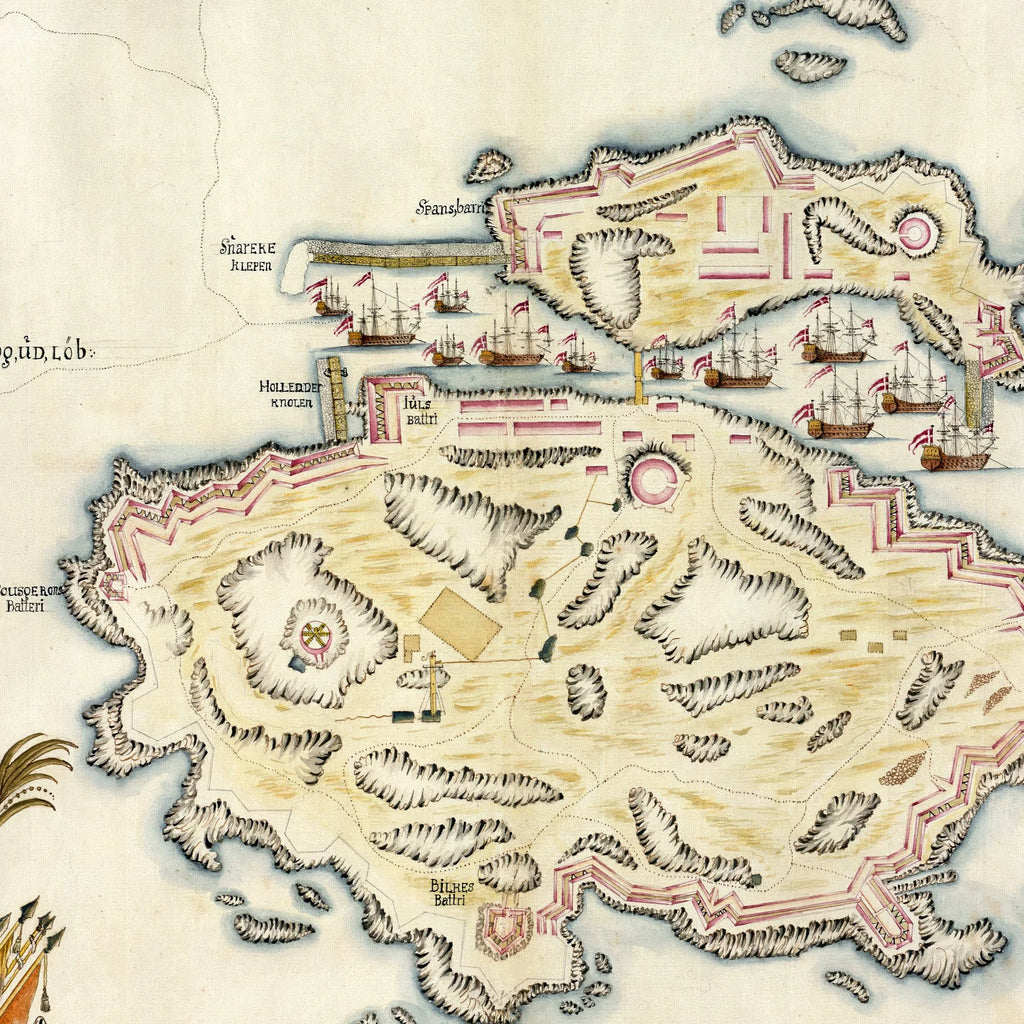 Christiansø Fæstning 1734 - Militærkort - 60×50 cm – billede 4