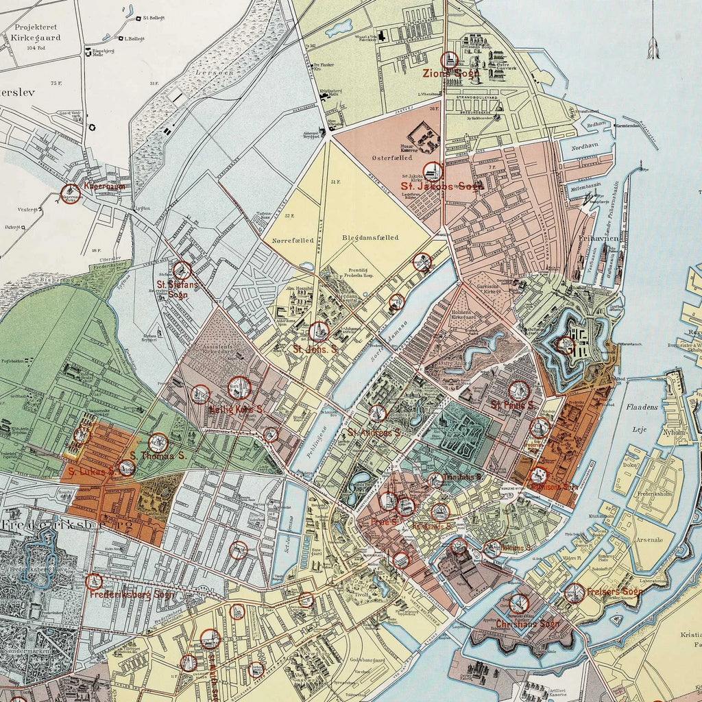 København med sogneinddeling 1899 - Historisk bykort – billede 4