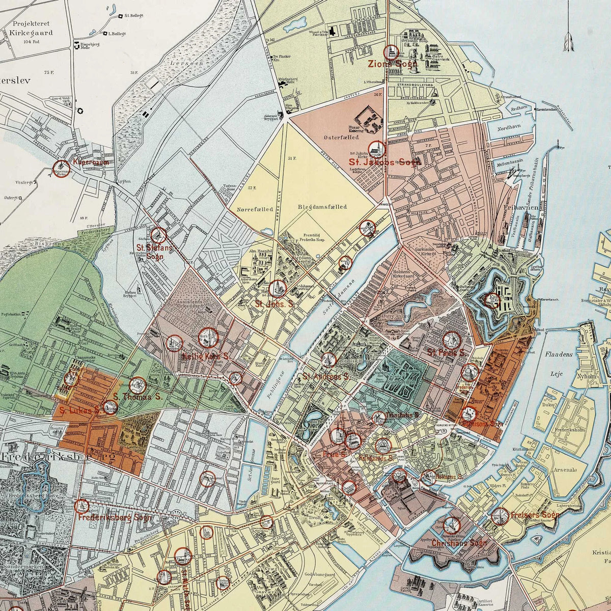 København med sogneinddeling 1899 - Historisk bykort – billede 4