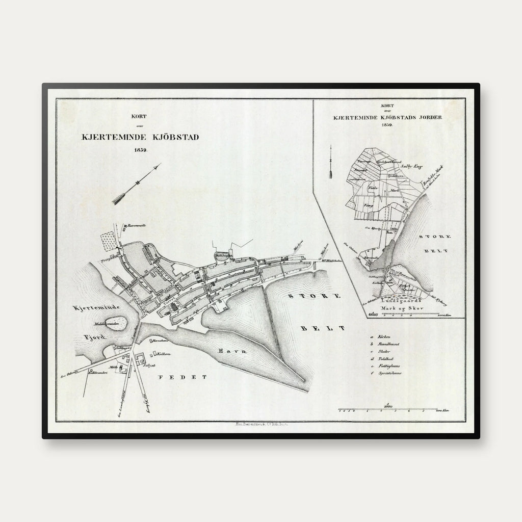 Kerteminde 1859 - Historisk bykort - 80×65 cm – billede 1