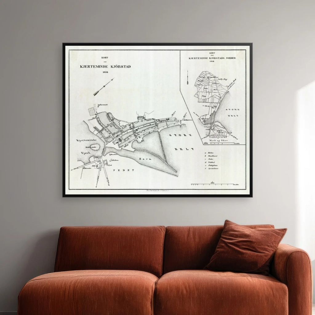 Kerteminde 1859 - Historisk bykort - 80×65 cm – billede 2