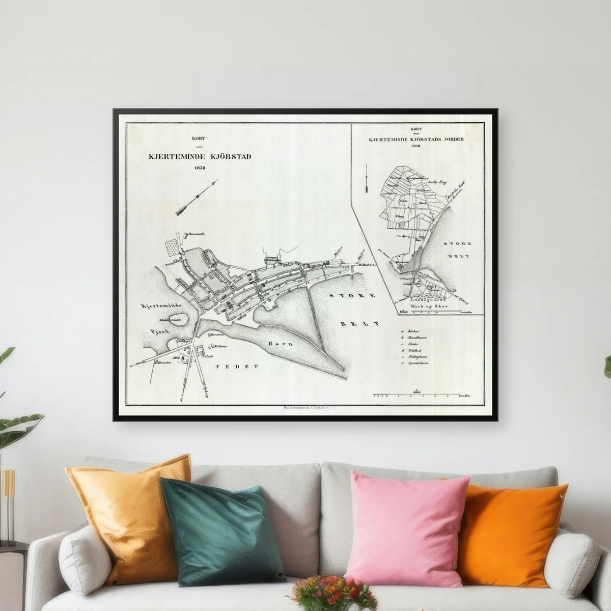 Kerteminde 1859 - Historisk bykort - 80×65 cm – billede 3