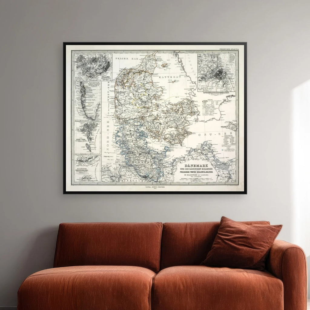 Danmark og kolonierne 1880 - Historisk landkort - 75×62 cm – billede 2