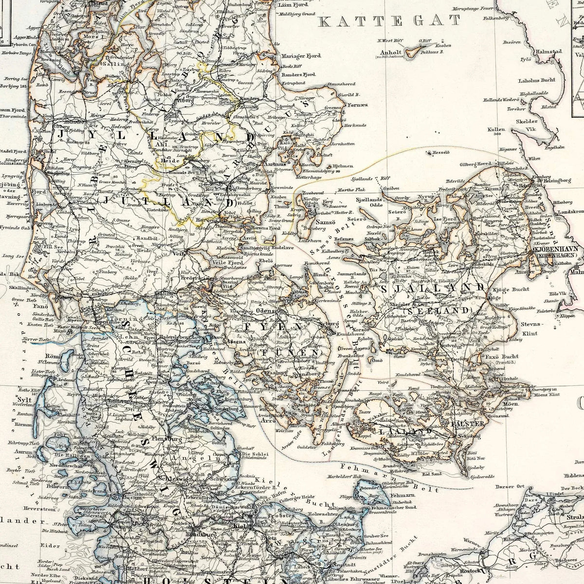 Danmark og kolonierne 1880 - Historisk landkort - 75×62 cm – billede 4