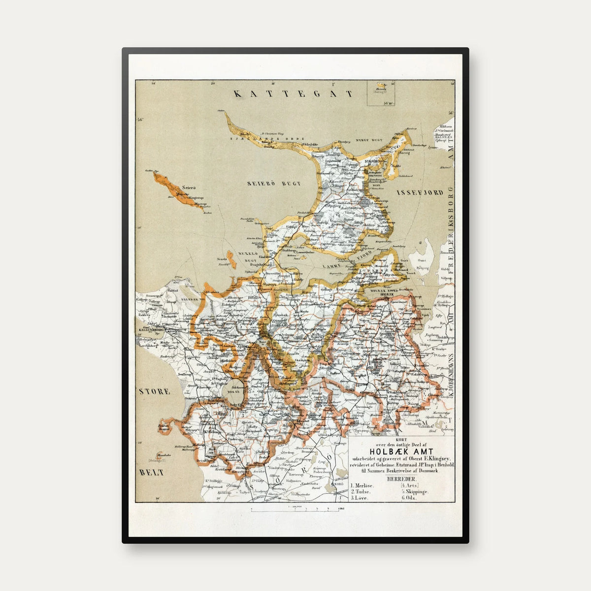 Holbæk Amt østlige del 1872 - Historisk landkort – billede 1