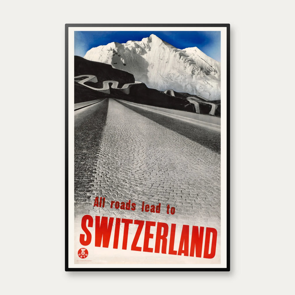 All Roads Lead to Switzerland - Vintage rejseplakat - 40×60 cm – billede 1