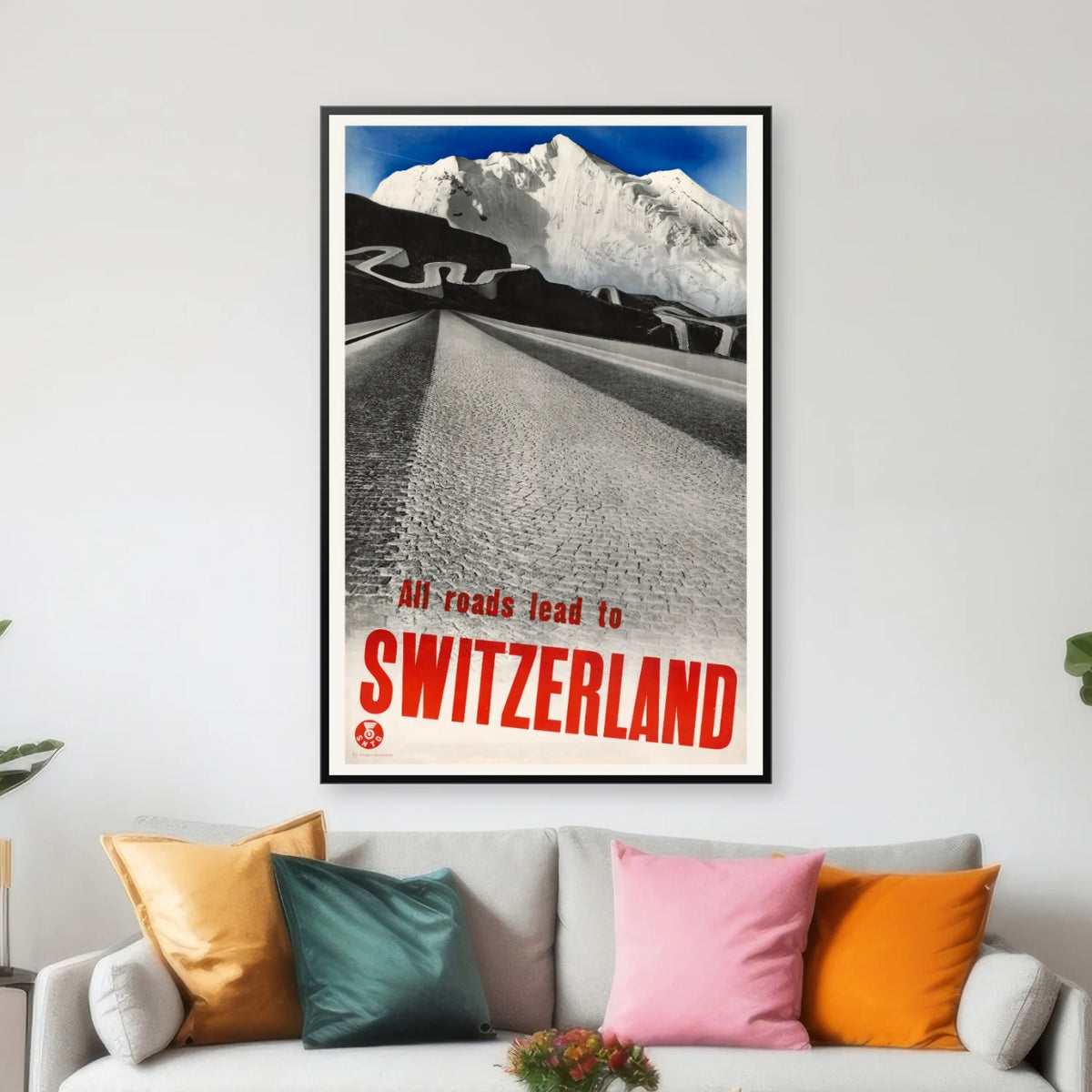 All Roads Lead to Switzerland - Vintage rejseplakat - 40×60 cm – billede 3