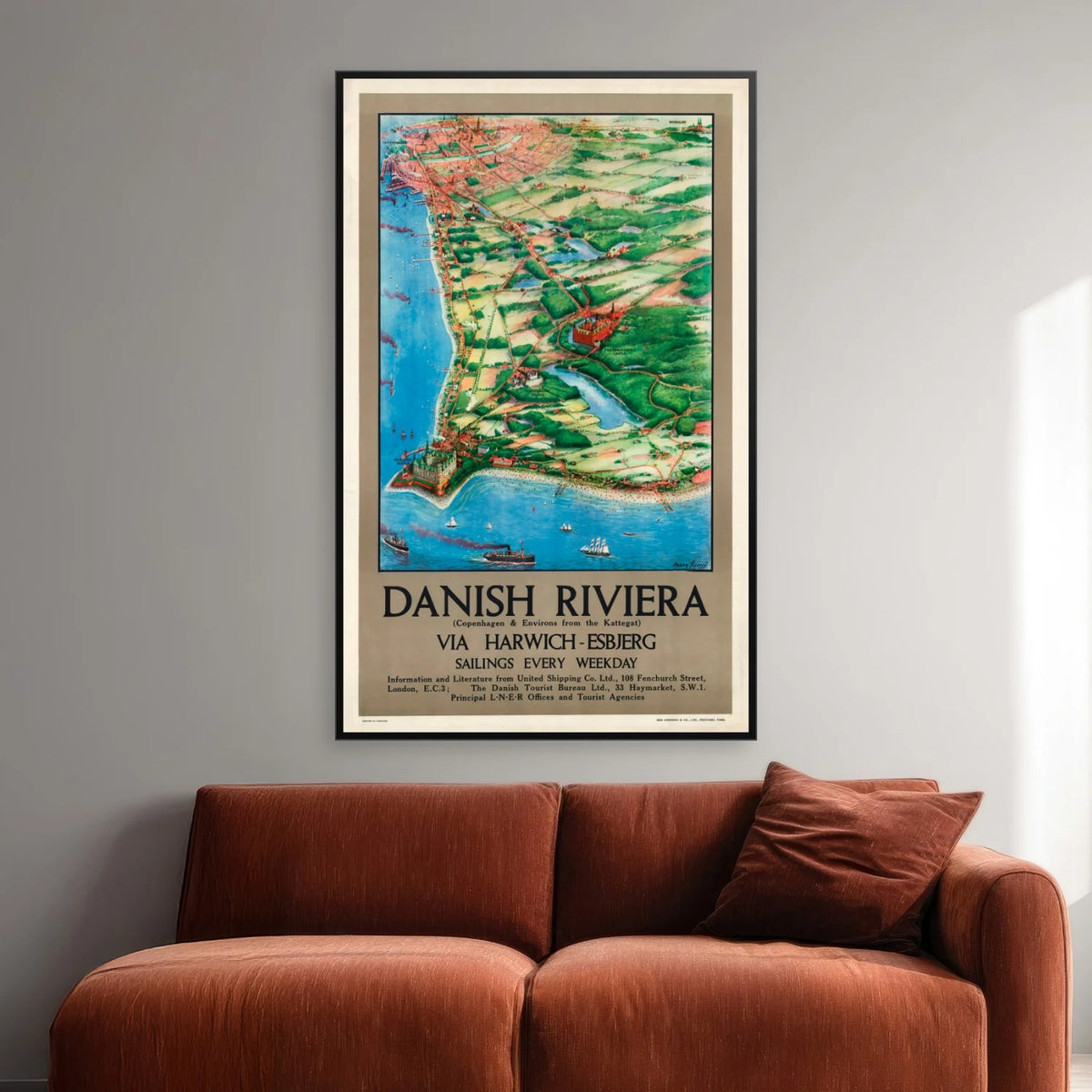 Den Danske Riviera 1930 - Vintage rejseplakat - 63×100 cm – billede 2