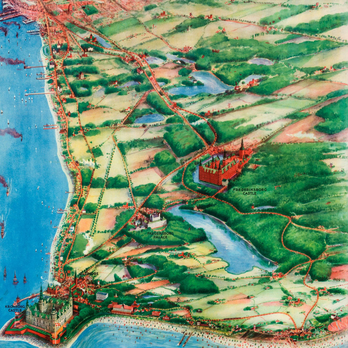 Den Danske Riviera 1930 - Vintage rejseplakat - 63×100 cm – billede 4
