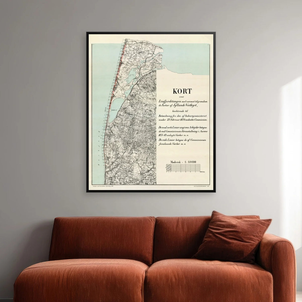 Limfjordstangen 1883 - Historisk landkort - 50×62 cm – billede 2
