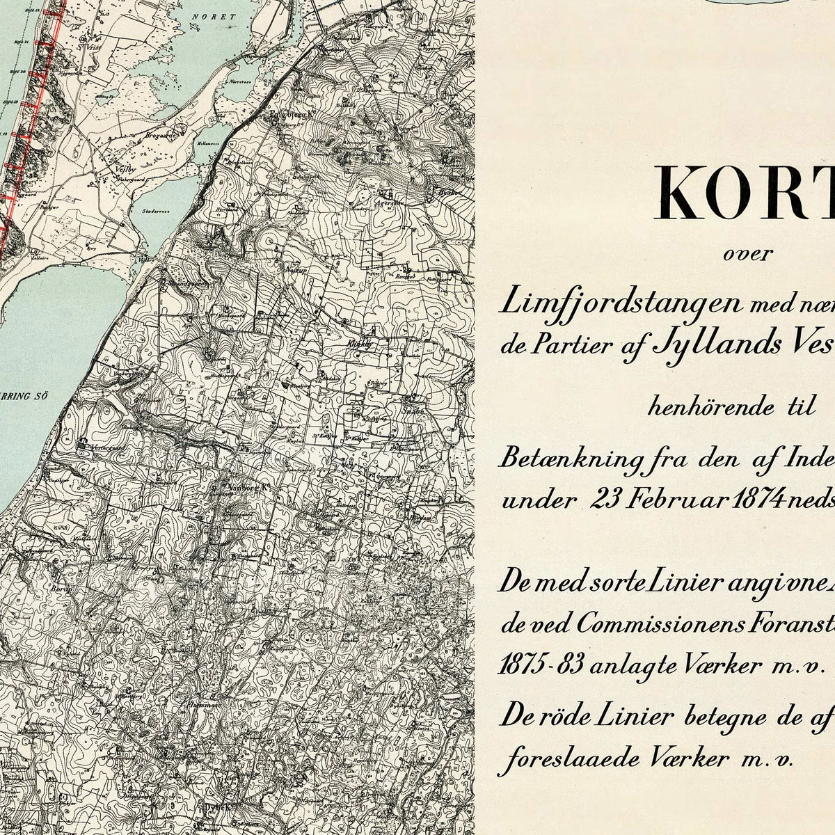 Limfjordstangen 1883 - Historisk landkort - 50×62 cm – billede 4