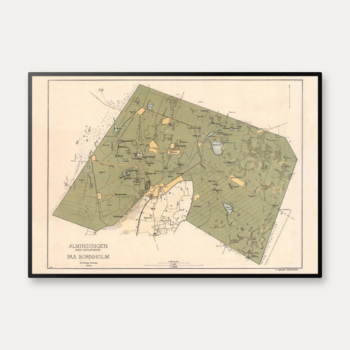 Almindingen Bornholm 1898 - Historisk landkort – billede 1