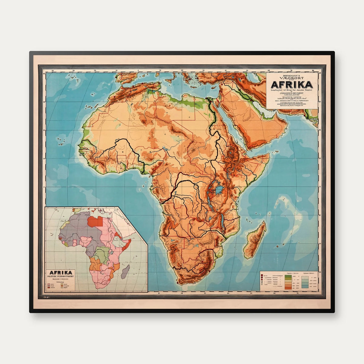 Afrika 1930 - Historisk undervisningskort - 60×70 cm – billede 1