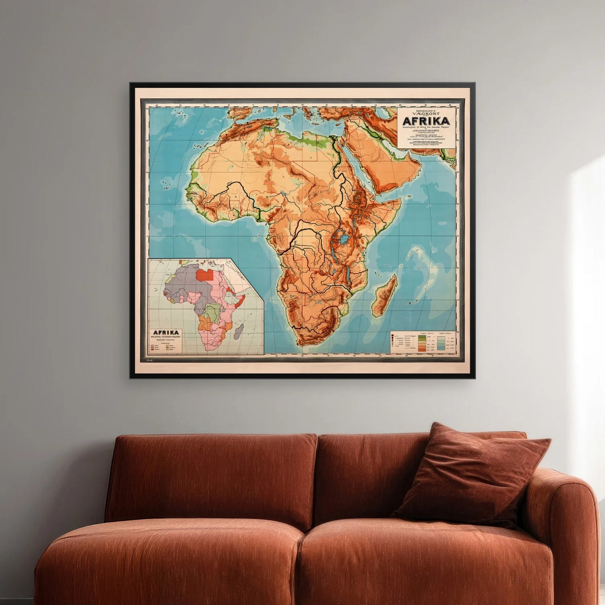 Afrika 1930 - Historisk undervisningskort - 60×70 cm – billede 2
