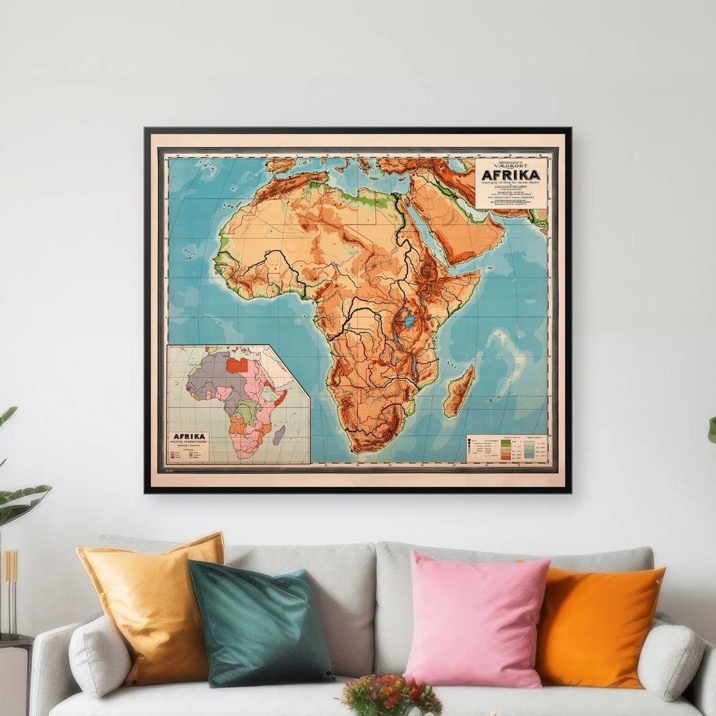 Afrika 1930 - Historisk undervisningskort - 60×70 cm – billede 3