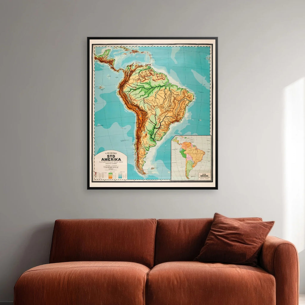Sydamerika - Historisk undervisningskort - 60×70 cm – billede 2
