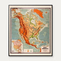 Nordamerika - Historisk undervisningskort - 60×70 cm – billede 1