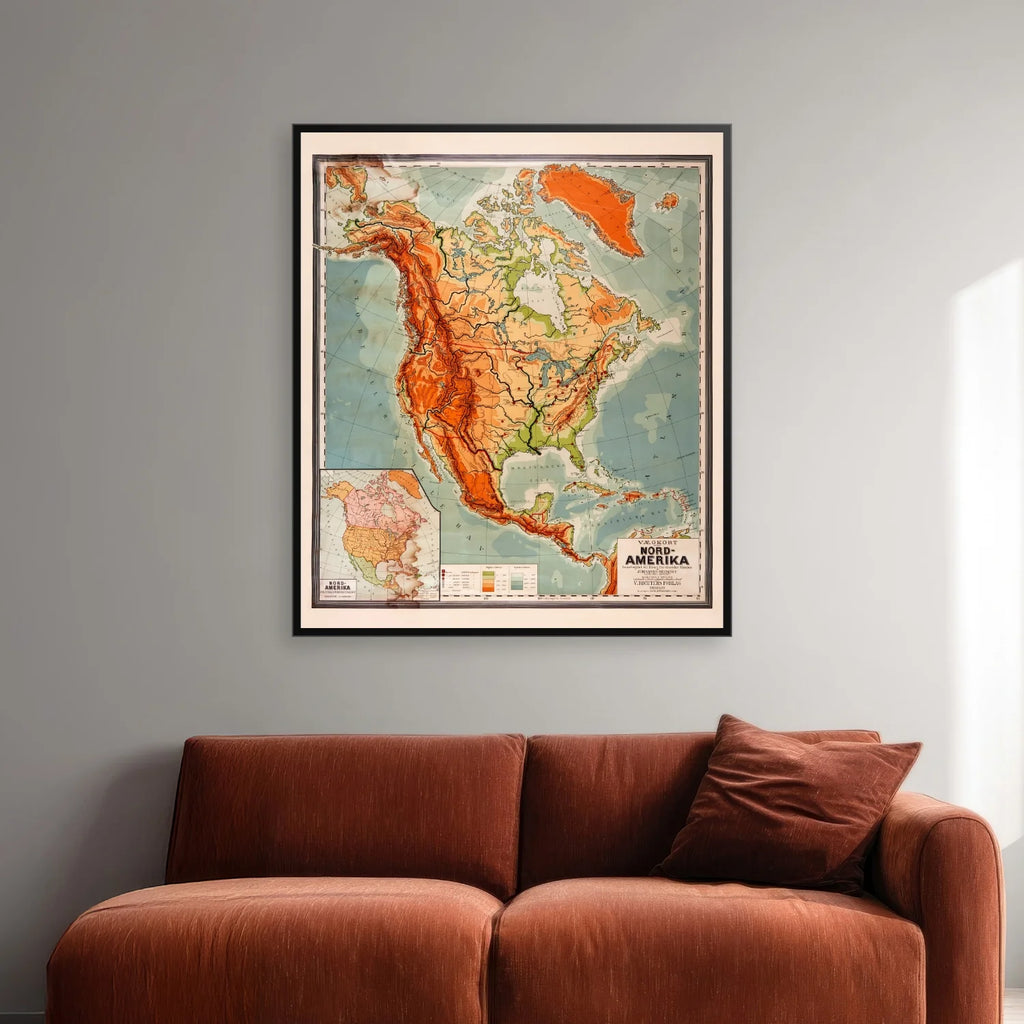 Nordamerika - Historisk undervisningskort - 60×70 cm – billede 2