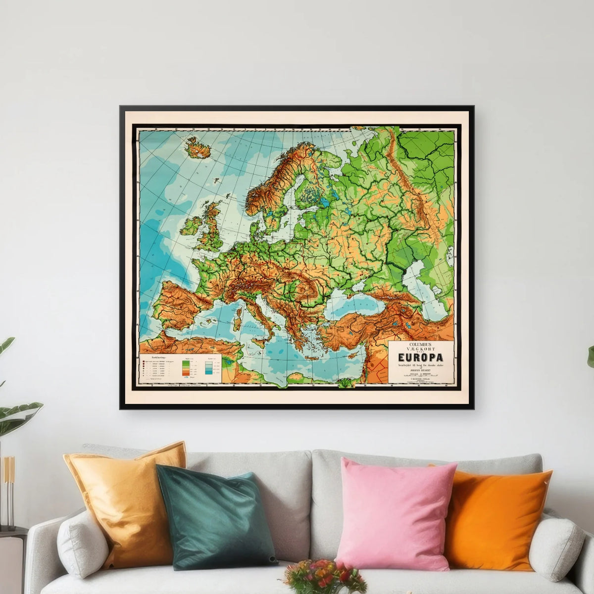 Europa - Historisk undervisningskort - 60×70 cm – billede 3