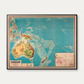 Australien og Oceanien 1955 - Historisk undervisningskort - 77×60 cm – billede 1