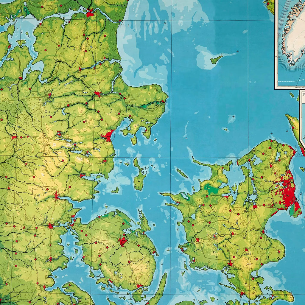 Danmark højdekort 1958 - Historisk undervisningskort - 75×60 cm – billede 4