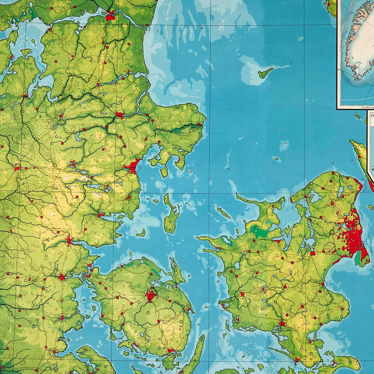 Danmark højdekort 1958 - Historisk undervisningskort - 75×60 cm – billede 4