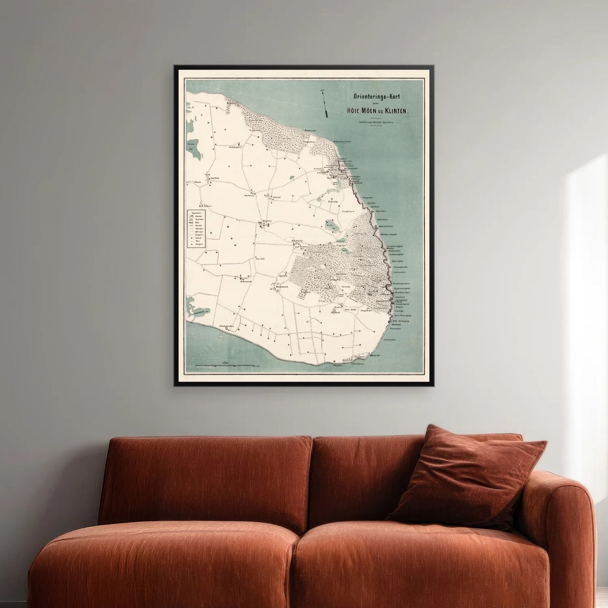 Møns Klint 1884 - Historisk landkort - 74×60 cm – billede 2