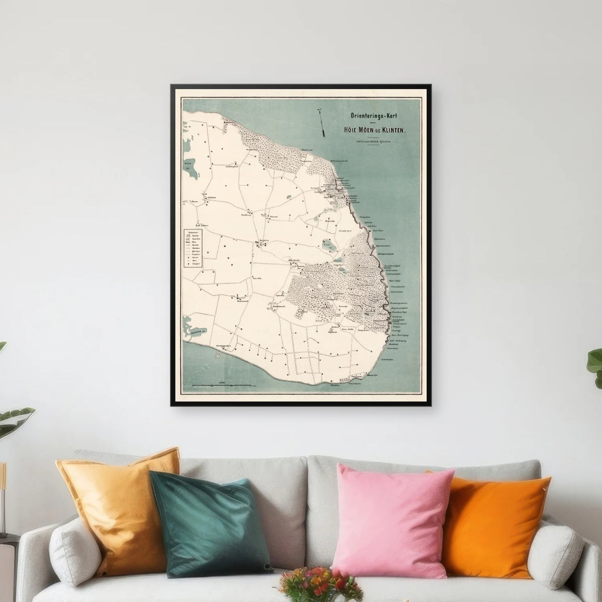 Møns Klint 1884 - Historisk landkort - 74×60 cm – billede 3