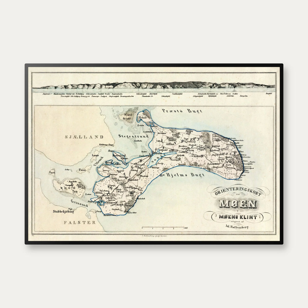 Møn og Møns Klint 1866 - Historisk landkort – billede 1