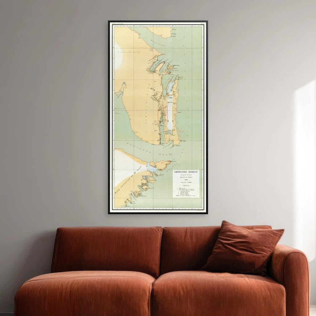 Grønlands østkyst 1902 - Historisk landkort - 60×31 cm – billede 2