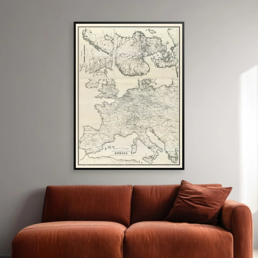 Europas jernbaner 1894 - Historisk kort - 50×67 cm – billede 2