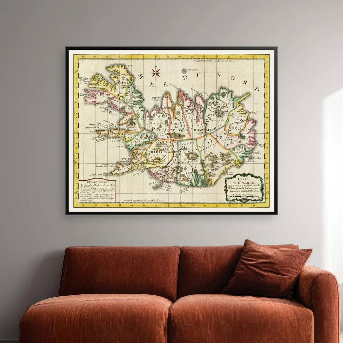 Island 1752 - Historisk landkort - 50×63 cm – billede 2