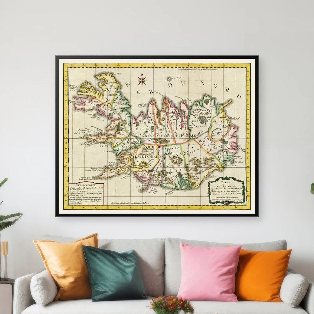Island 1752 - Historisk landkort - 50×63 cm – billede 3