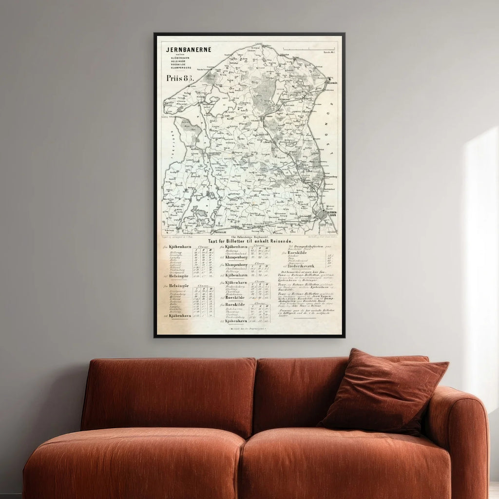 Jernbaner omkring København 1900-1905 - Historisk kort - 44×70 cm – billede 2