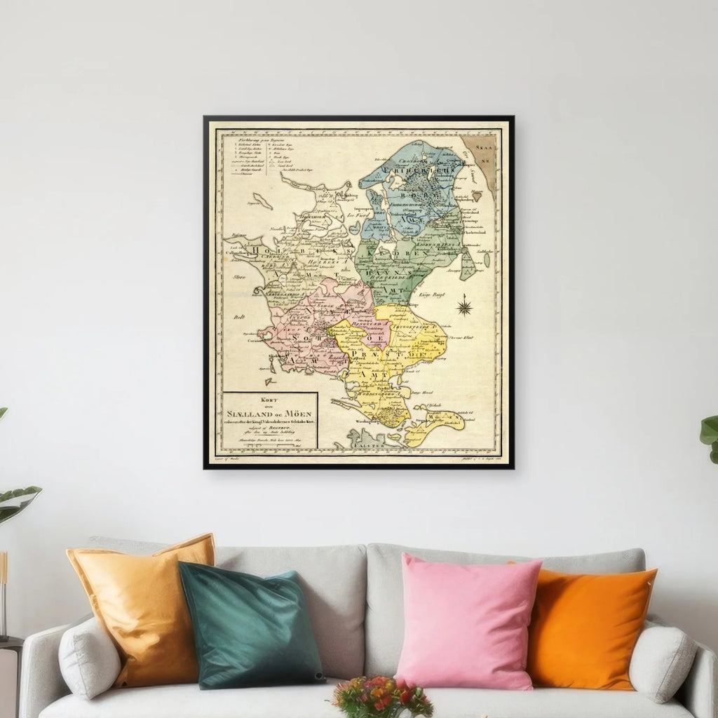 Sjælland og Møn - Historisk landkort - 44×50 cm – billede 3