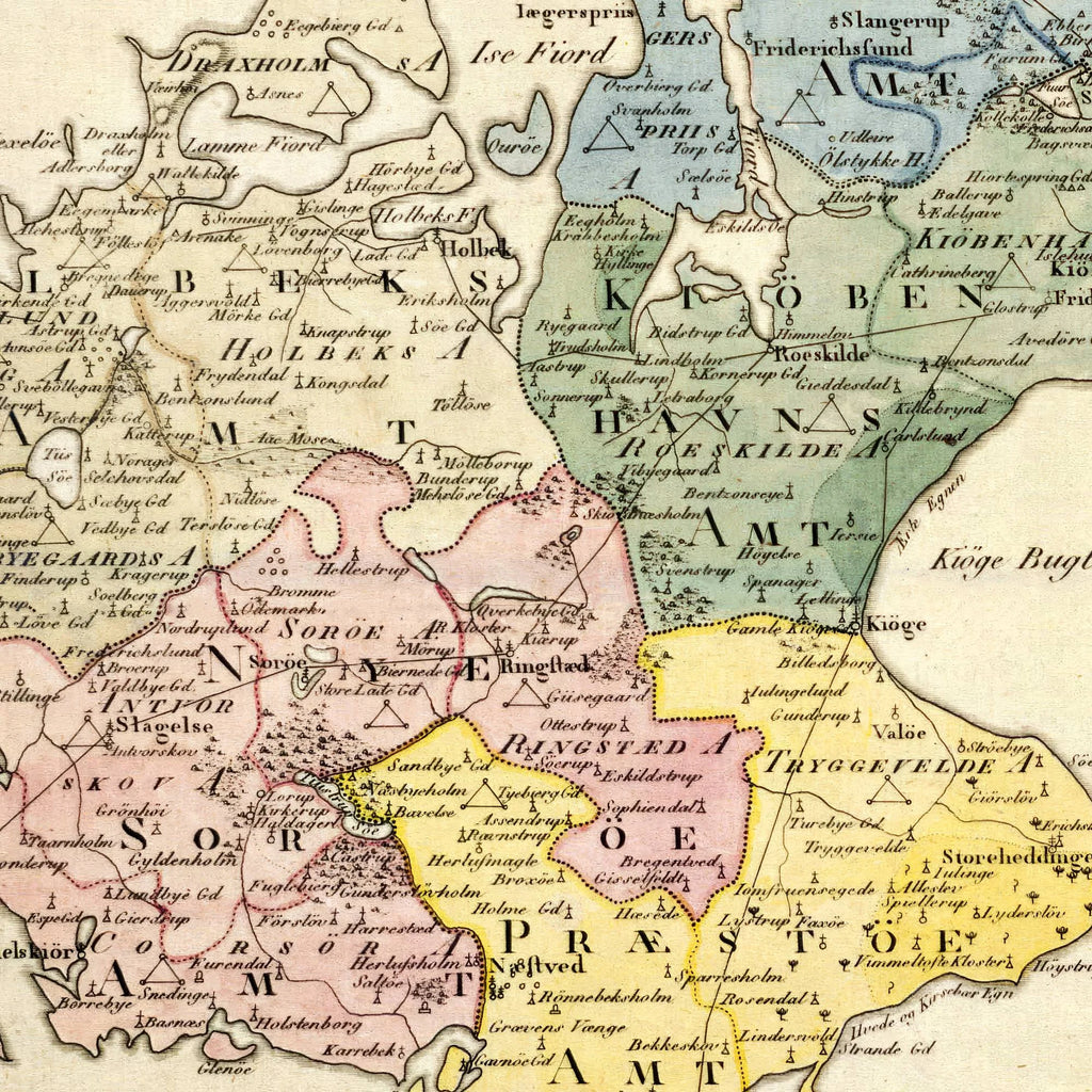 Sjælland og Møn - Historisk landkort - 44×50 cm – billede 4