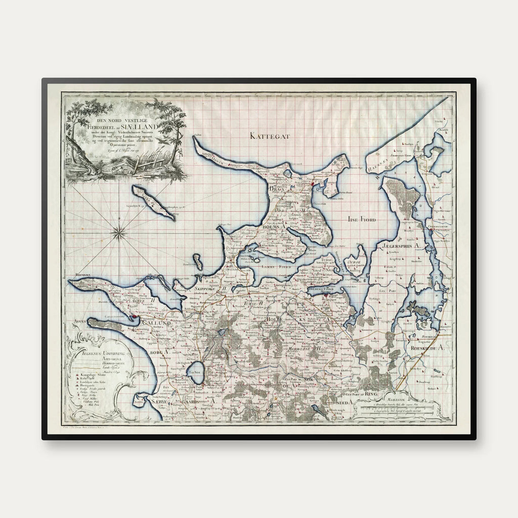 Nordvestlige Sjælland - Videnskabernes Selskab kort - 60×50 cm – billede 1