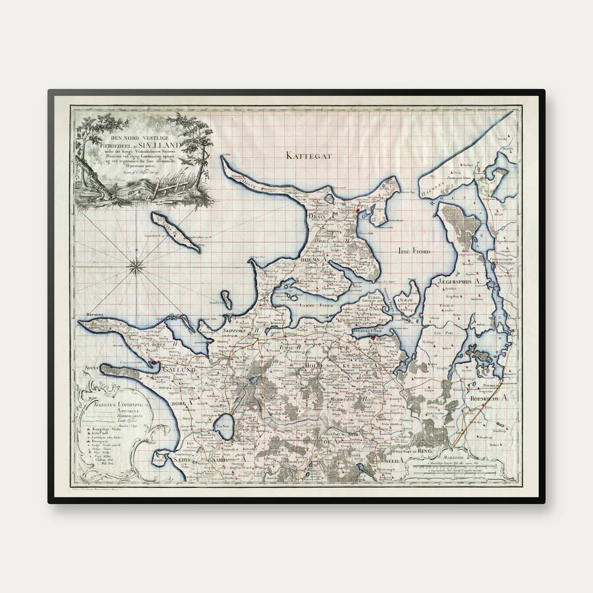 Nordvestlige Sjælland - Videnskabernes Selskab kort - 60×50 cm – billede 1