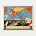 Verdenskrigskort 1942 - Historisk krigskort - 100×76 cm – billede 1