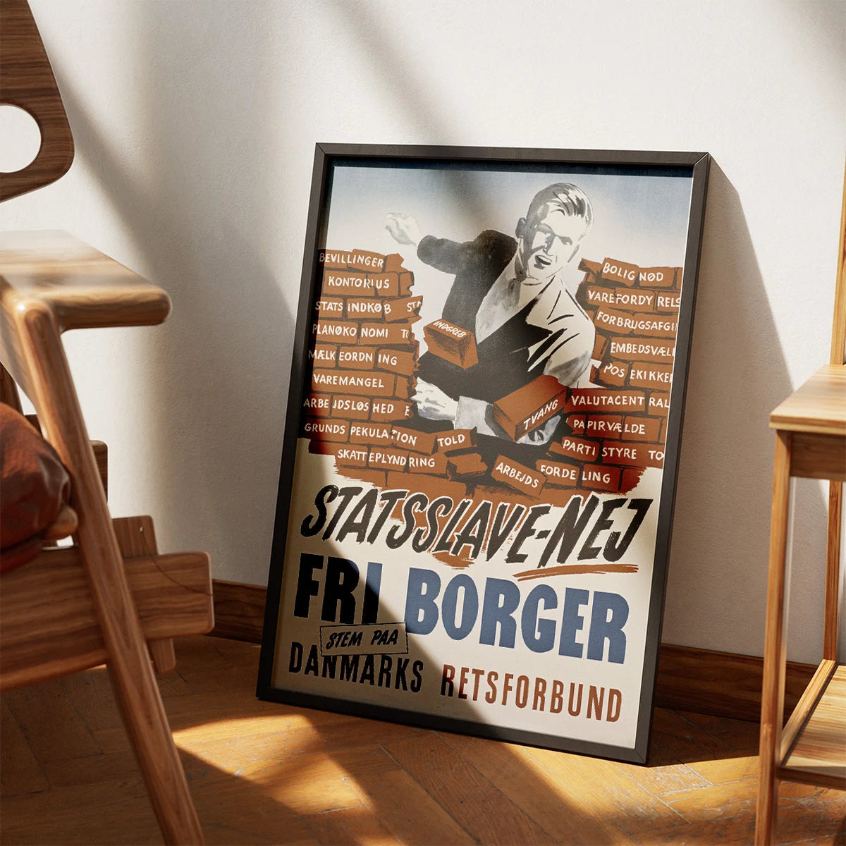 Statsslave NEJ - Dansk Retsforbund - Valgplakat