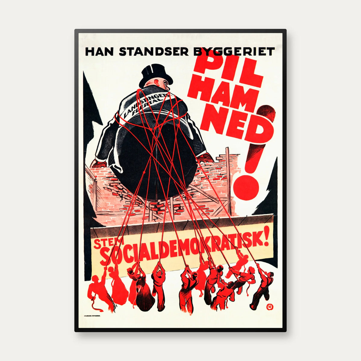 Socialdemokratiet valgplakat 1932 - Politisk plakat – billede 1