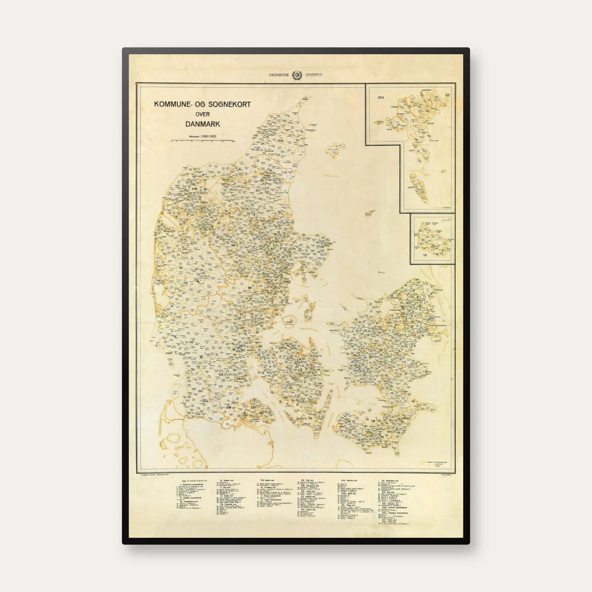 Danmark kommune- og sognekort 1952 - Historisk kort – billede 1